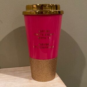 Reusable 16 oz. Pink & Gold Coffee Cup